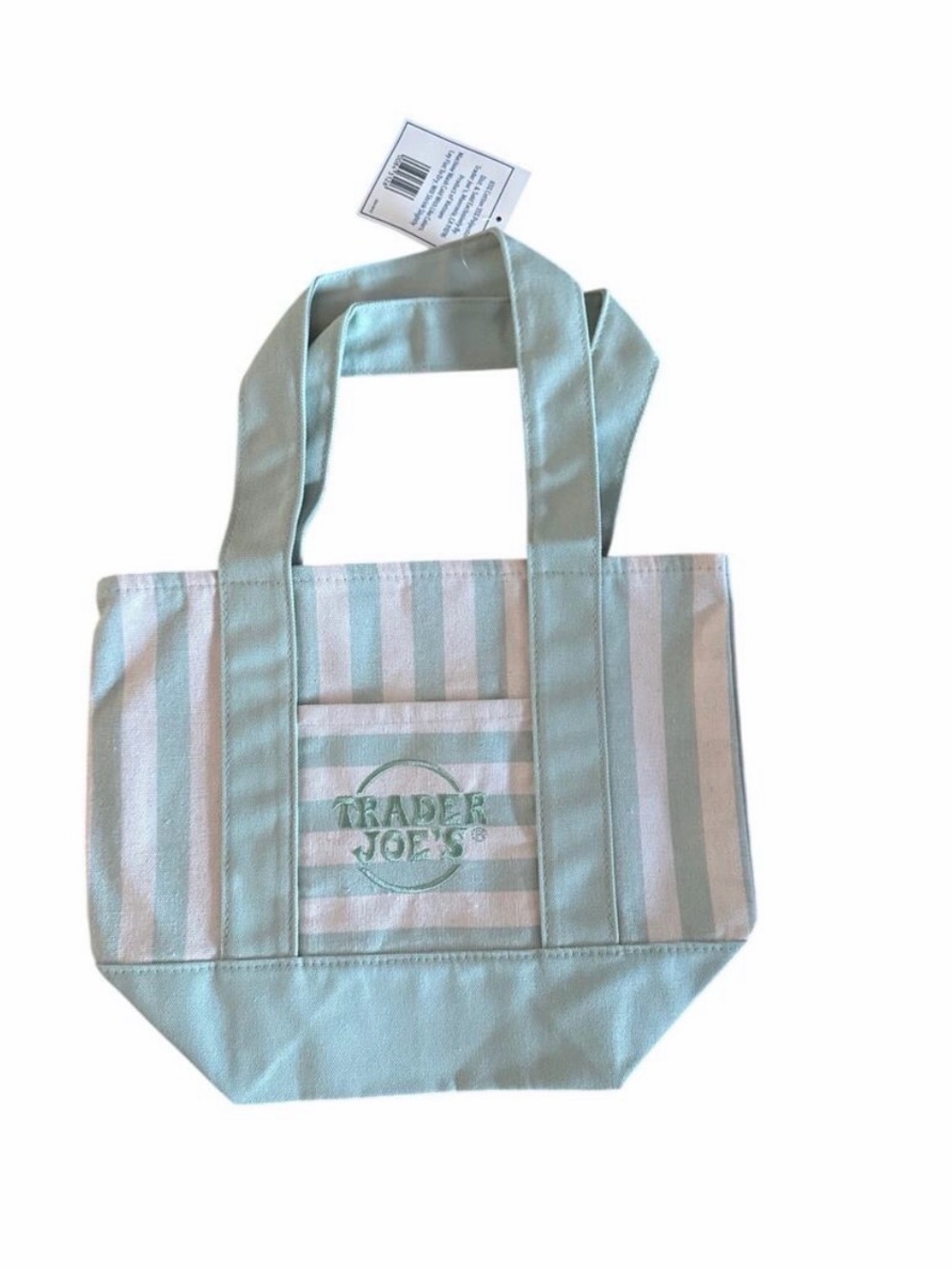 Mint Stripe Canvas Tote Bag